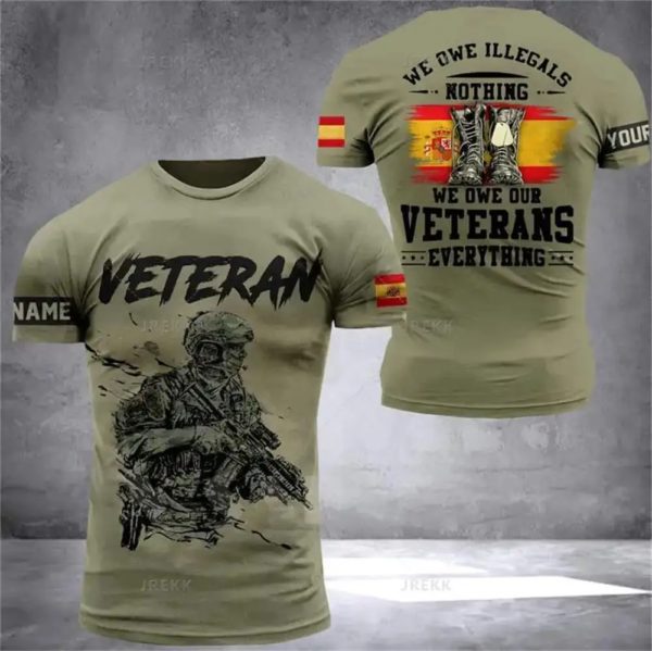 CamSolomon-T-shirt de l'armée espagnole pour hommes, gardien vétéran, emblème espagnol Y-3D, imprimé militaire, soldats de la forêt, manches courtes – Image 6