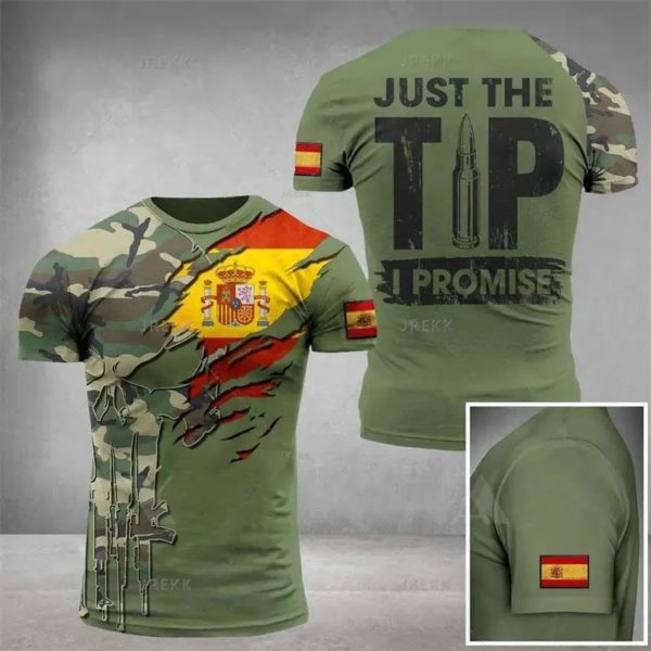 CamSolomon-T-shirt de l'armée espagnole pour hommes, gardien vétéran, emblème espagnol Y-3D, imprimé militaire, soldats de la forêt, manches courtes – Image 4
