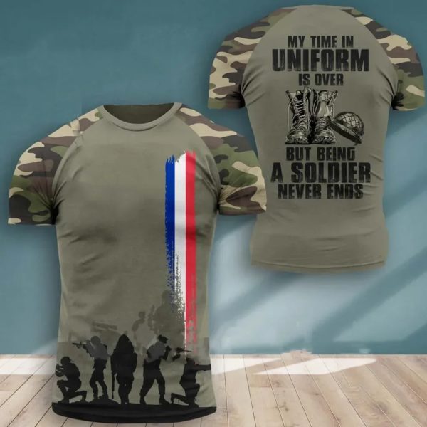 T-shirt Camo Commando pour Homme, Haut à Manches Courtes, Nouvelle Armée Vétéran Imprimé en 3D, Soldat Français, 6XL, Été 2024 – Image 4