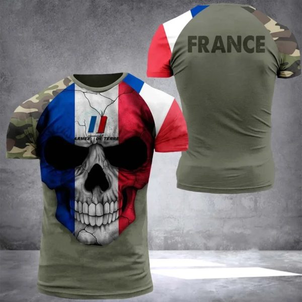 T-shirt Camo Commando pour Homme, Haut à Manches Courtes, Nouvelle Armée Vétéran Imprimé en 3D, Soldat Français, 6XL, Été 2024 – Image 6