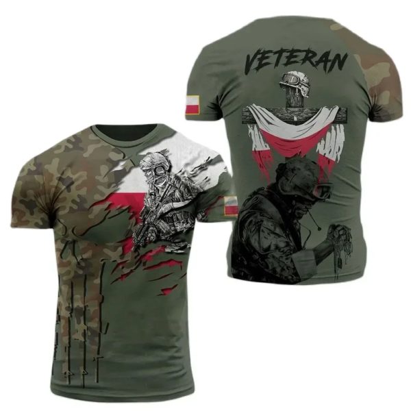 Blazer ample à séchage rapide imprimé 3D pour hommes, T-shirt à col rond, manches courtes, drapeau polonais, armée de soldats CamSolomon, confortable, nouveau, 2024 – Image 4