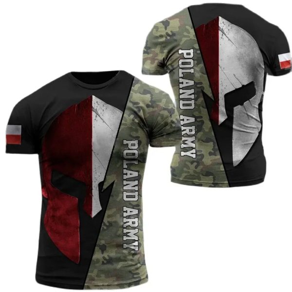 Blazer ample à séchage rapide imprimé 3D pour hommes, T-shirt à col rond, manches courtes, drapeau polonais, armée de soldats CamSolomon, confortable, nouveau, 2024 – Image 5