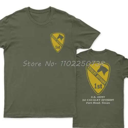 T-Shirt de 1ère Division de cavalier de l'armée américaine. T-shirt manches courtes col rond pour homme, Streetwear, surdimensionné, en coton, été