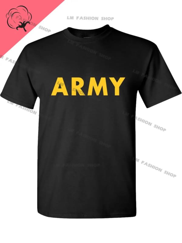 T-shirt graphique ARMY noir pour hommes et femmes, t-shirts en coton à manches courtes, vêtements College