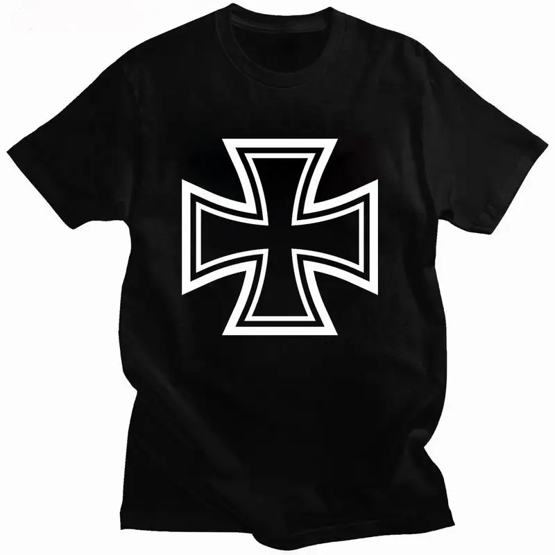 T-shirt col rond homme, streetwear, classique, armée allemande, croix de fer, vintage, unisexe, été
