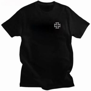 T-shirt col rond homme, streetwear, classique, armée allemande, croix de fer, vintage, unisexe, été