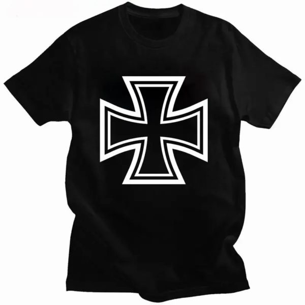 T-shirt col rond homme, streetwear, classique, armée allemande, croix de fer, vintage, unisexe, été – Image 3