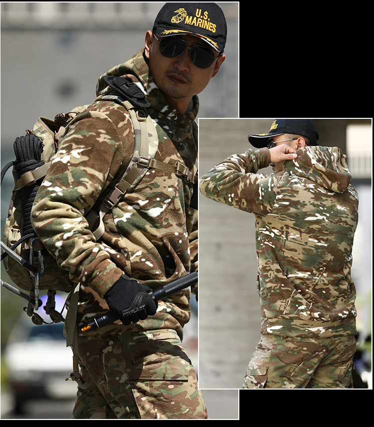 Mege DulSmile-Sweat à capuche militaire pour homme, vêtements de chasse en plein air, veste optique chaude, pull multicam, camsalomon, hiver