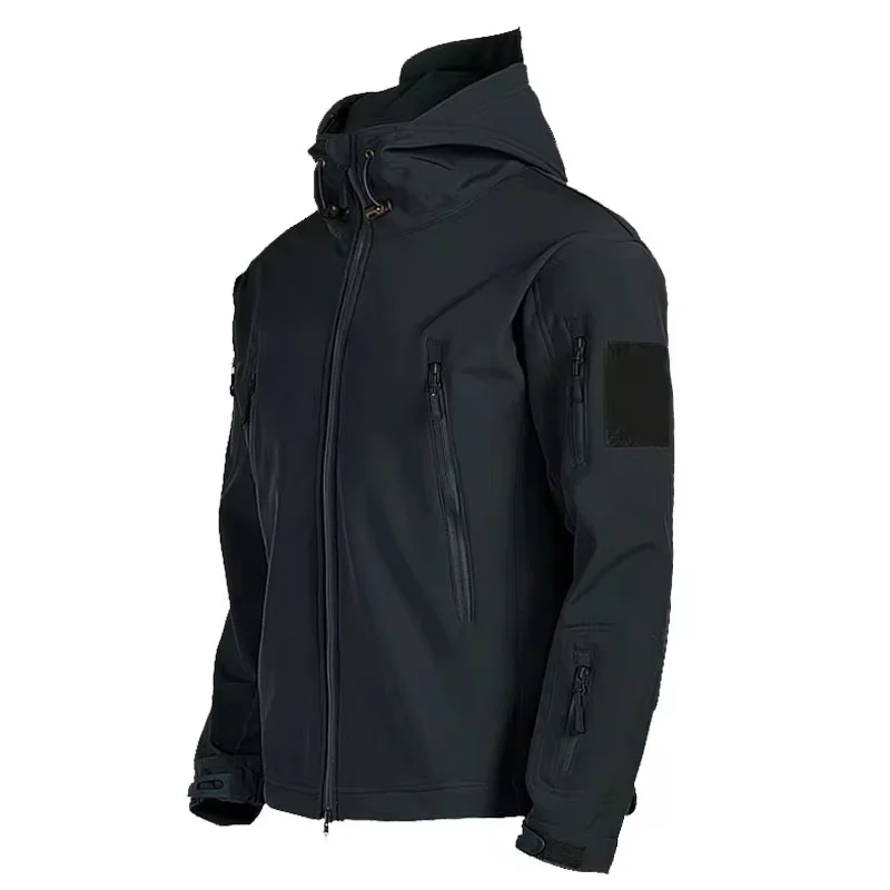 Vestes militaires d'extérieur pour hommes, peau de requin, coquille souple, coupe-vent imperméable, veste de saut de l'armée, combinaison de bombardier à capuche