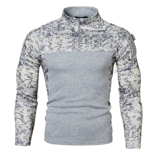 Pull à col montant camouflage militaire pour homme, t-shirt patchwork PVD, demi-fermeture éclair, armée, Duly-Camping Hunter, manches longues – Image 3