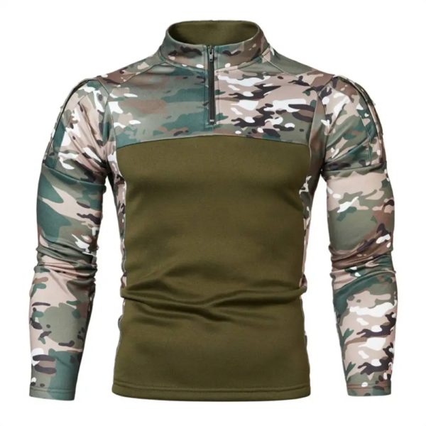 Pull à col montant camouflage militaire pour homme, t-shirt patchwork PVD, demi-fermeture éclair, armée, Duly-Camping Hunter, manches longues – Image 4