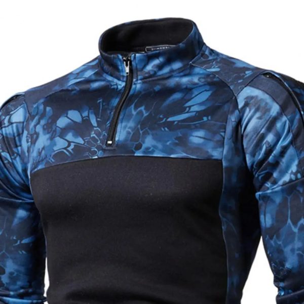Pull à col montant camouflage militaire pour homme, t-shirt patchwork PVD, demi-fermeture éclair, armée, Duly-Camping Hunter, manches longues – Image 6