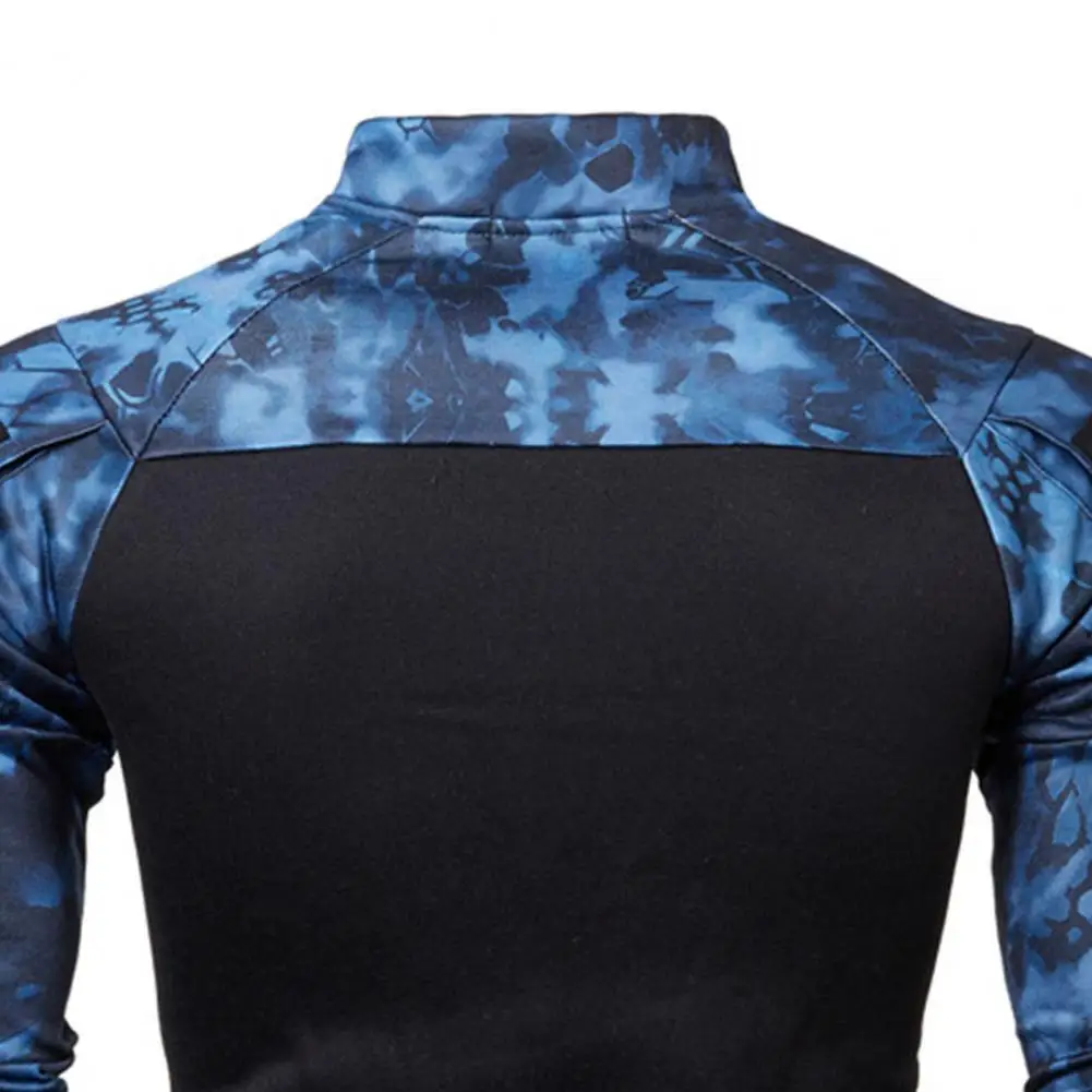 Pull à col montant camouflage militaire pour homme, t-shirt patchwork PVD, demi-fermeture éclair, armée, Duly-Camping Hunter, manches longues