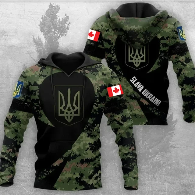 Sweats à capuche College camouflage 3D pour hommes et femmes, pull militaire décontracté, sweat à capuche, vêtements, 21e emblème national, Canada Feel, nouveau Sweats à capuche College camouflage 3D pour hommes et femmes, pull militaire décontracté, sweat à capuche, vêtements, 21e emblème national, Canada Feel, nouveau