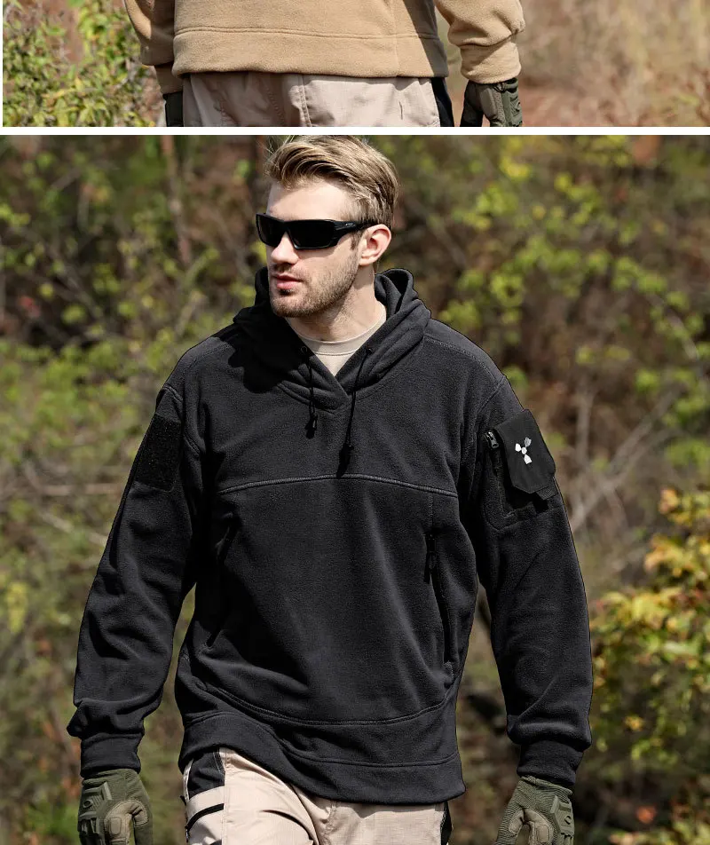 DulPolar-Vestes de randonnée chaudes pour hommes, Smile militaire, Coupe-vent, Pull à capuche, Épais, Thermostatique, Sports de plein air, US