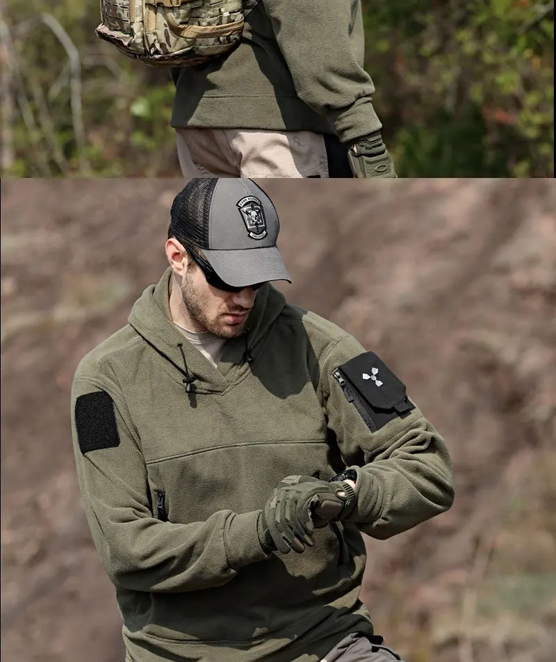 DulPolar-Vestes de randonnée chaudes pour hommes, Smile militaire, Coupe-vent, Pull à capuche, Épais, Thermostatique, Sports de plein air, US