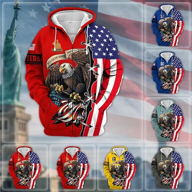 Sweat à capuche zippé imprimé US ARMY pour hommes, haut vintage PVD, graphique militaire vétéran américain, mode cool pour enfants, nouveau, 3D Sweat à capuche zippé imprimé US ARMY pour hommes, haut vintage PVD, graphique militaire vétéran américain, mode cool pour enfants, nouveau, 3D