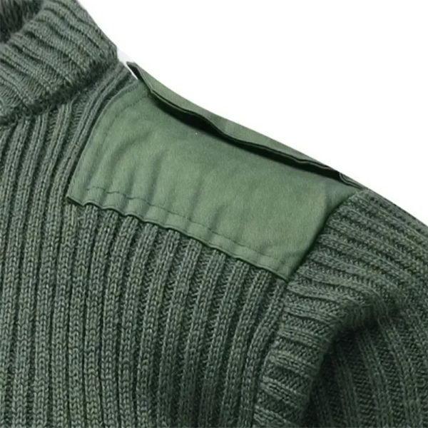 Dulsweater-Maillot militaire pour homme, pull de l'armée britannique, patch en laine, tricots à col rond, vert vintage, froid, hiver – Image 4