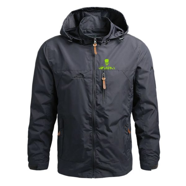 Veste à capuche imprimée Gunki pour hommes, coupe-vent décontracté, manteau de camping militaire imperméable, fermeture éclair, mode printemps et automne, 2024 – Image 2
