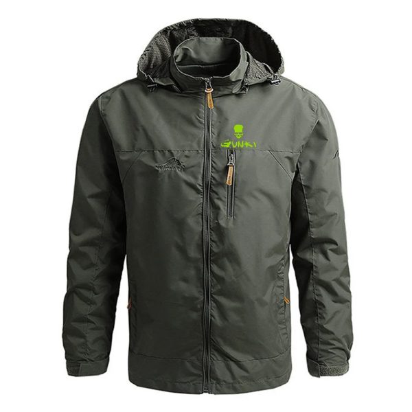 Veste à capuche imprimée Gunki pour hommes, coupe-vent décontracté, manteau de camping militaire imperméable, fermeture éclair, mode printemps et automne, 2024 – Image 4
