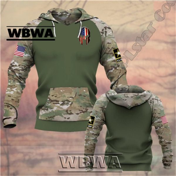 WBWA-Pull camouflage de soldat imbibé de l'armée militaire vétéran pour hommes et femmes, survêtement à la mode, sweats à capuche décontractés, impression 3D, automne, nouveau, 2023 – Image 3