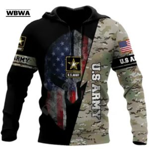 WBWA-Pull camouflage de soldat imbibé de l'armée militaire vétéran pour hommes et femmes, survêtement à la mode, sweats à capuche décontractés, impression 3D, automne, nouveau, 2023
