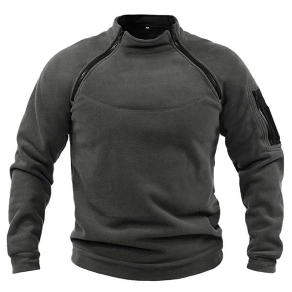 Polar Smile Hoodies pour hommes, vestes d'extérieur, coupe-vent, chaud, fermetures à glissière latérales, pull thermique, manteau de randonnée, pull militaire, haut – Image 4