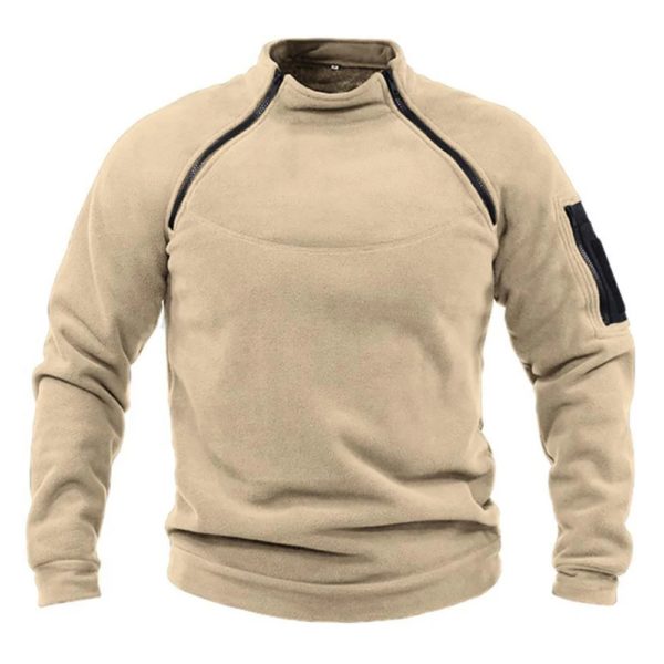 Polar Smile Hoodies pour hommes, vestes d'extérieur, coupe-vent, chaud, fermetures à glissière latérales, pull thermique, manteau de randonnée, pull militaire, haut – Image 6