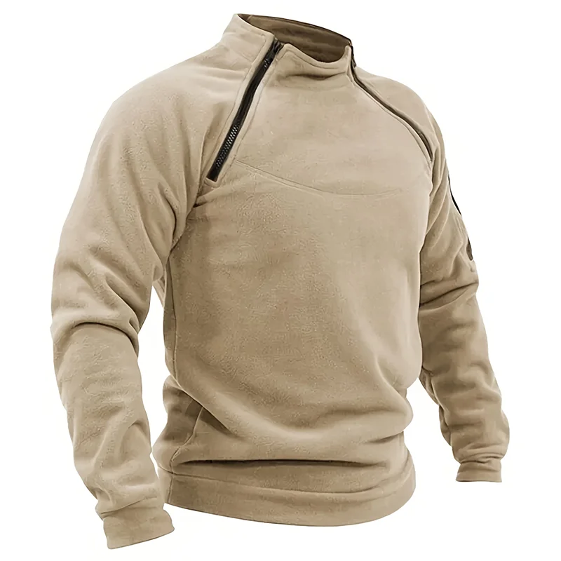 Sweat-shirt militaire décontracté pour hommes, pull Dullover, veste Smile, col montant, solide, pull document, vêtements coupe-vent