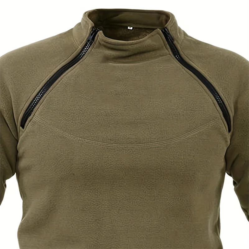 Sweat-shirt militaire décontracté pour hommes, pull Dullover, veste Smile, col montant, solide, pull document, vêtements coupe-vent