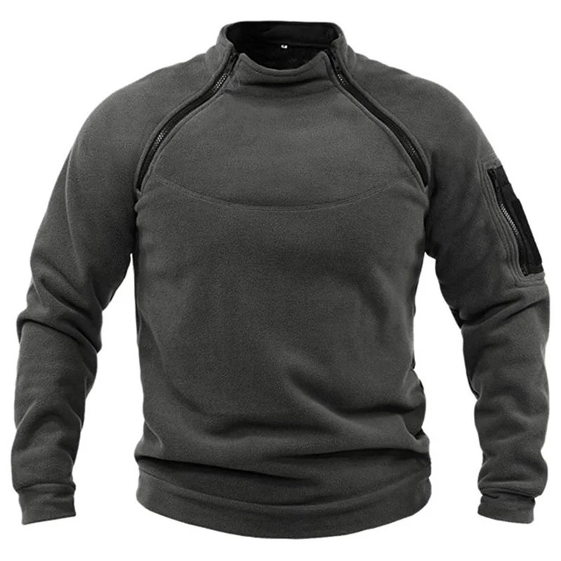 Sweat-shirt militaire décontracté pour hommes, pull Dullover, veste Smile, col montant, solide, pull document, vêtements coupe-vent
