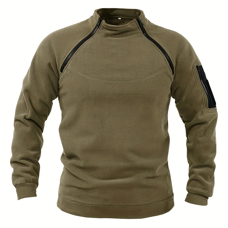 Sweat-shirt militaire décontracté pour hommes, pull Dullover, veste Smile, col montant, solide, pull document, vêtements coupe-vent
