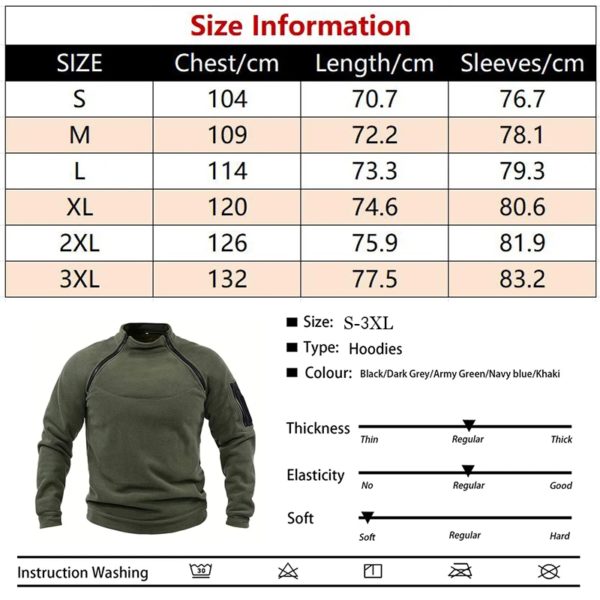 Sweat-shirt militaire décontracté pour hommes, pull Dullover, veste Smile, col montant, solide, pull document, vêtements coupe-vent – Image 5