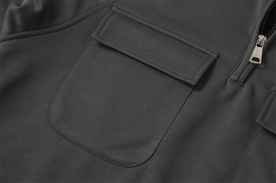 Veste à Capuche Homme, Demi-Fermeture Éclair, Solide, Chaud, Sourire, Militaire, PVD, Multi Poches, Optique, Extérieur, Polaire