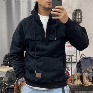 Vestes à capuche pour hommes, sweats à capuche pour hommes, demi-fermeture éclair, gardien, solide, chaud, sourire, militaire, PVD, multi-poches, optique, extérieur, polaire