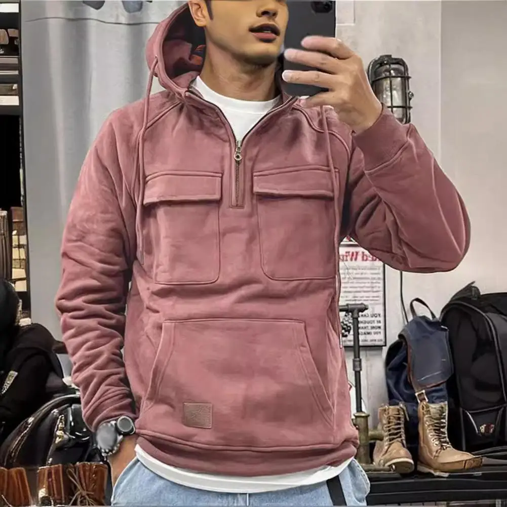 Vestes à capuche pour hommes, sweats à capuche pour hommes, demi-fermeture éclair, gardien, solide, chaud, sourire, militaire, PVD, multi-poches, optique, extérieur, polaire