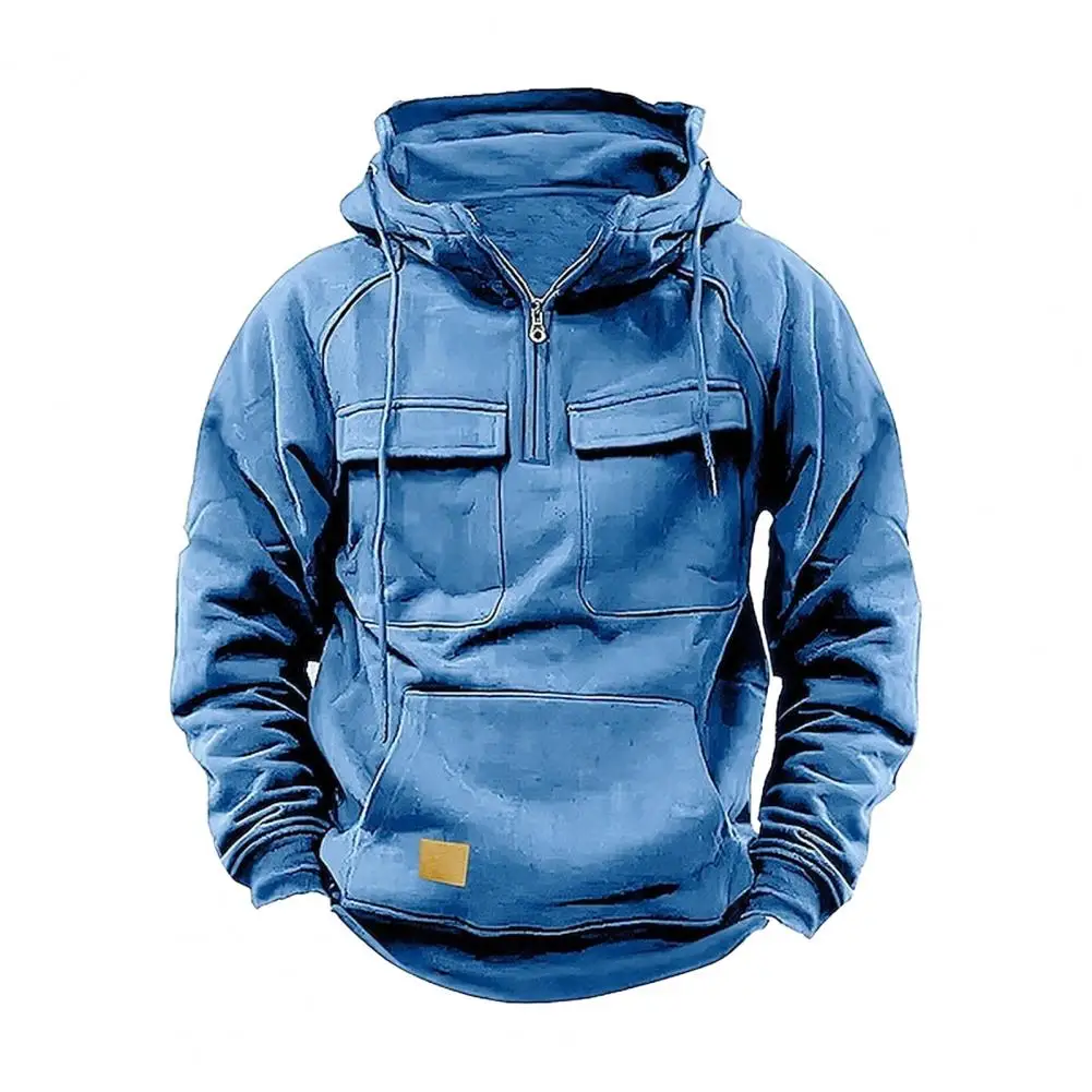 Vestes à capuche pour hommes, sweats à capuche pour hommes, demi-fermeture éclair, gardien, solide, chaud, sourire, militaire, PVD, multi-poches, optique, extérieur, polaire