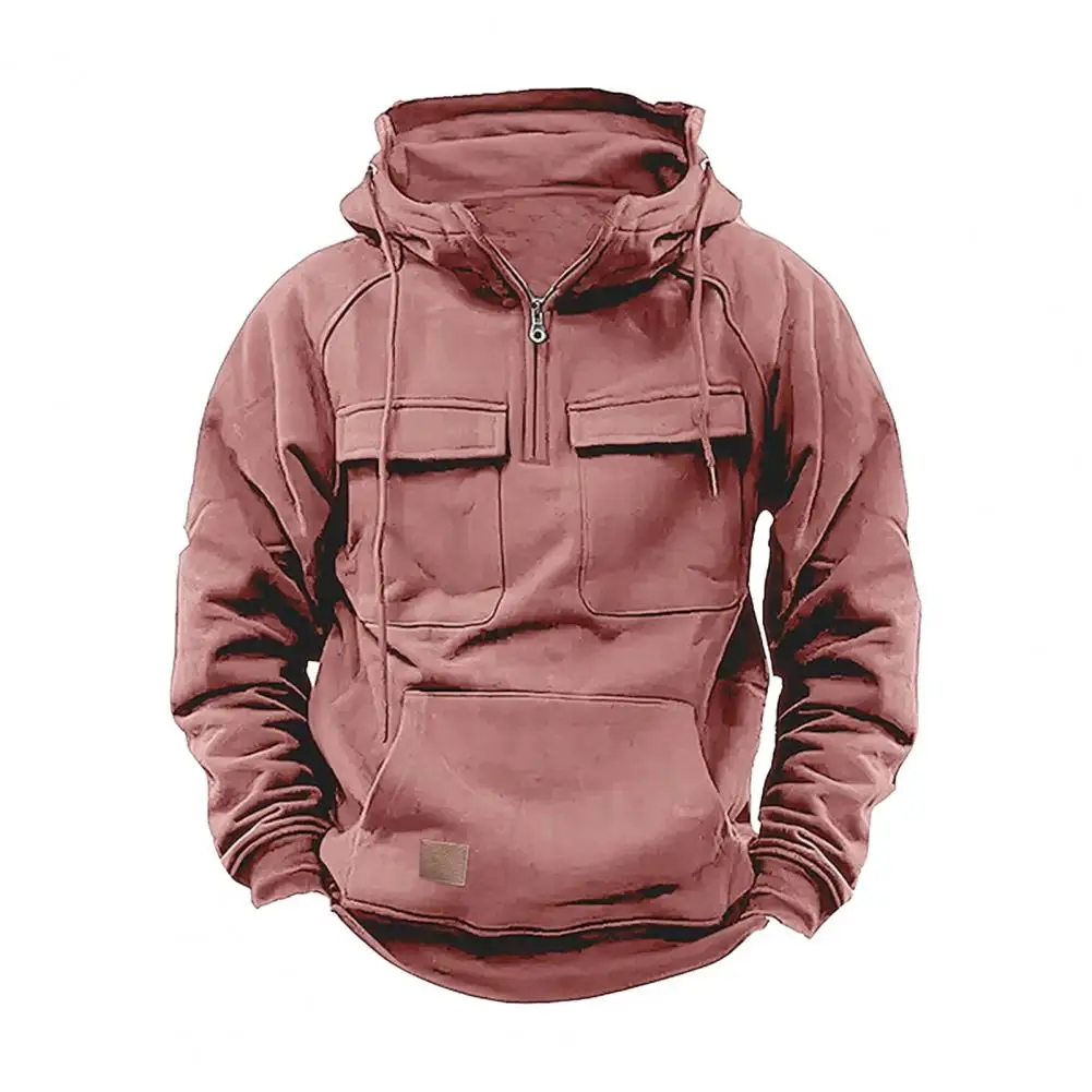 Vestes à capuche pour hommes, sweats à capuche pour hommes, demi-fermeture éclair, gardien, solide, chaud, sourire, militaire, PVD, multi-poches, optique, extérieur, polaire