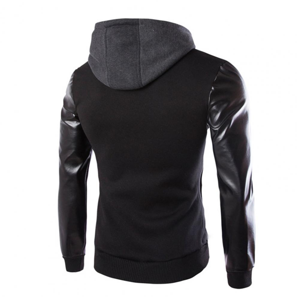 Veste en similicuir pour homme, sweats à capuche avec poches, coupe-vent militaire PVD, printemps, automne