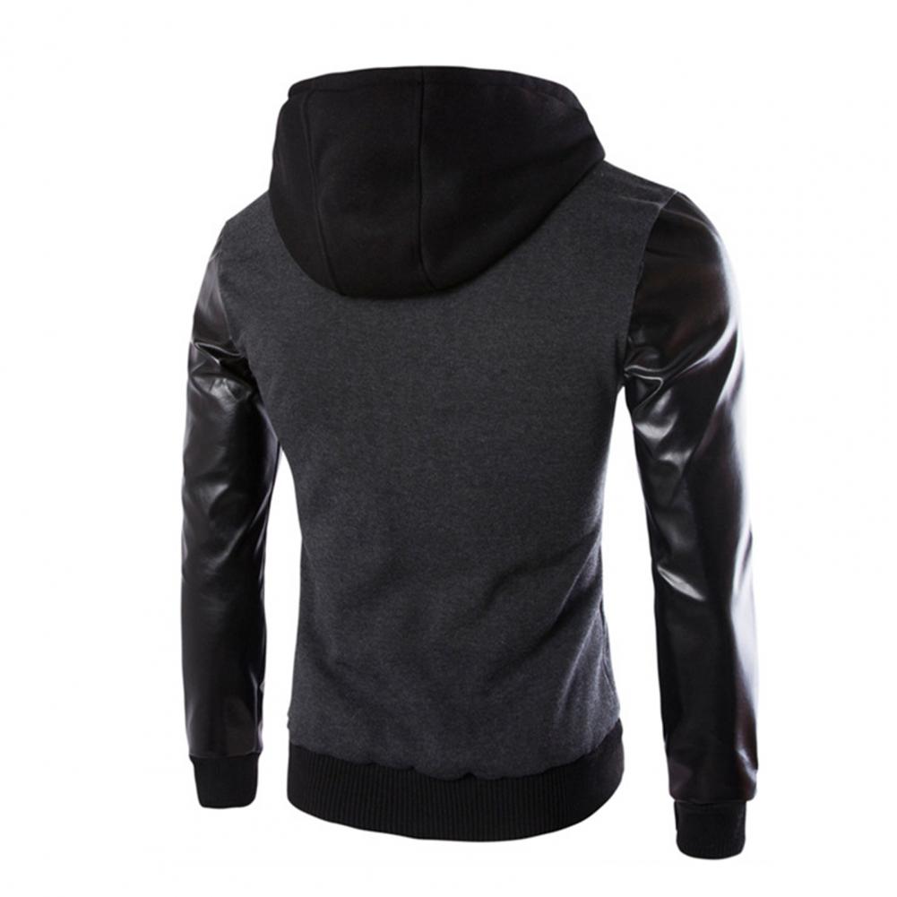 Veste en similicuir pour homme, sweats à capuche avec poches, coupe-vent militaire PVD, printemps, automne