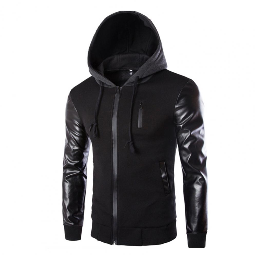 Veste en similicuir pour homme, sweats à capuche avec poches, coupe-vent militaire PVD, printemps, automne