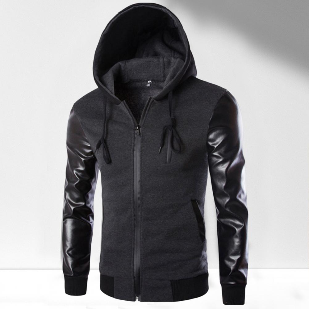 Veste en similicuir pour homme, sweats à capuche avec poches, coupe-vent militaire PVD, printemps, automne