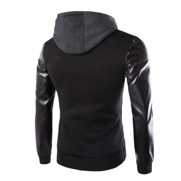 Veste en similicuir pour homme, sweats à capuche avec poches, coupe-vent militaire PVD, printemps, automne – Image 4