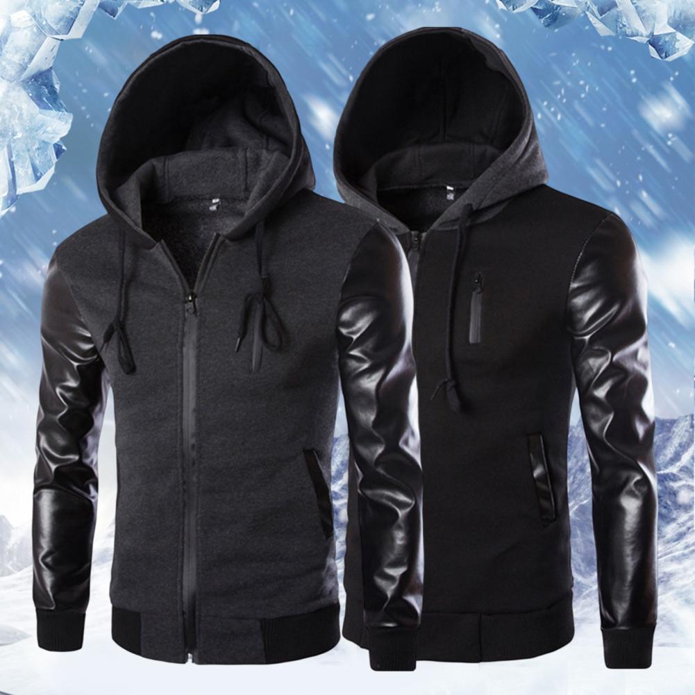 Veste en similicuir pour homme, sweats à capuche avec poches, coupe-vent militaire PVD, printemps, automne