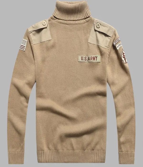 BONOMEGA-Pull Militaire à Col Haut pour Homme, Design Patch, Style Dull Armée, Décontracté, Optique, Automne Hiver – Image 3