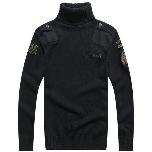 BONOMEGA-Pull Militaire à Col Haut pour Homme, Design Patch, Style Dull Armée, Décontracté, Optique, Automne Hiver – Image 5