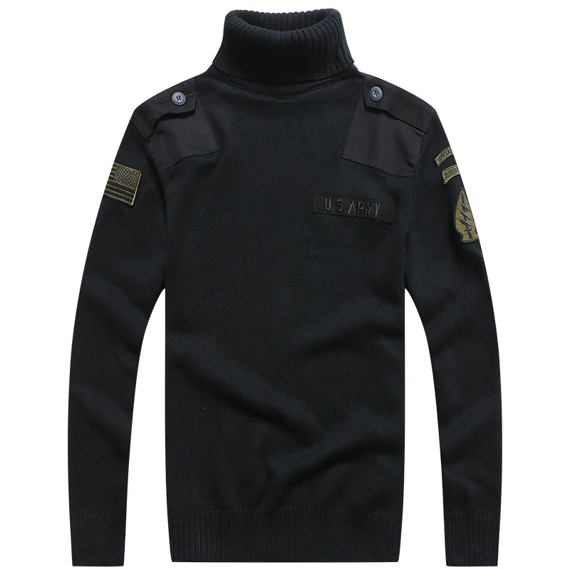 BONOMEGA-Pull Militaire à Col Haut pour Homme, Design Patch, Style Dull Armée, Décontracté, Optique, Automne Hiver