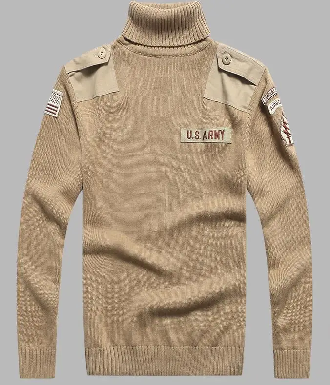 BONOMEGA-Pull Militaire à Col Haut pour Homme, Design Patch, Style Dull Armée, Décontracté, Optique, Automne Hiver