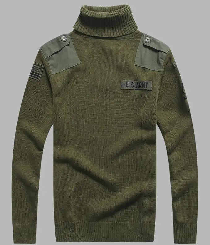 BONOMEGA-Pull Militaire à Col Haut pour Homme, Design Patch, Style Dull Armée, Décontracté, Optique, Automne Hiver