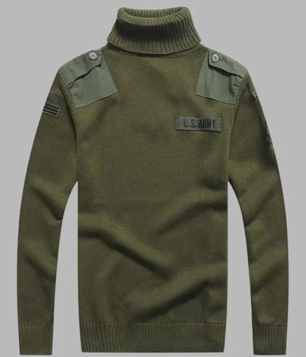 BONOMEGA-Pull Militaire à Col Haut pour Homme, Design Patch, Style Dull Armée, Décontracté, Optique, Automne Hiver